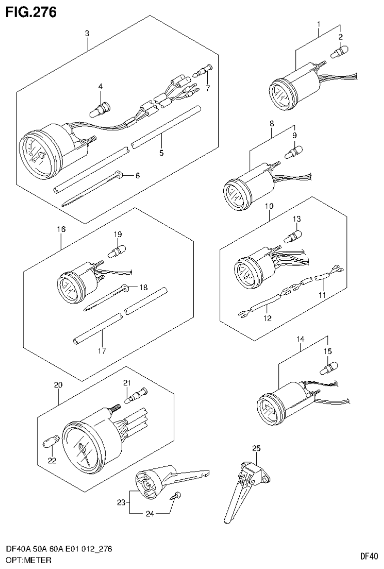 Suzuki DF40AST, DF50A, DF50ATH OPT:METER (DF40AQH E1) parts diagram
